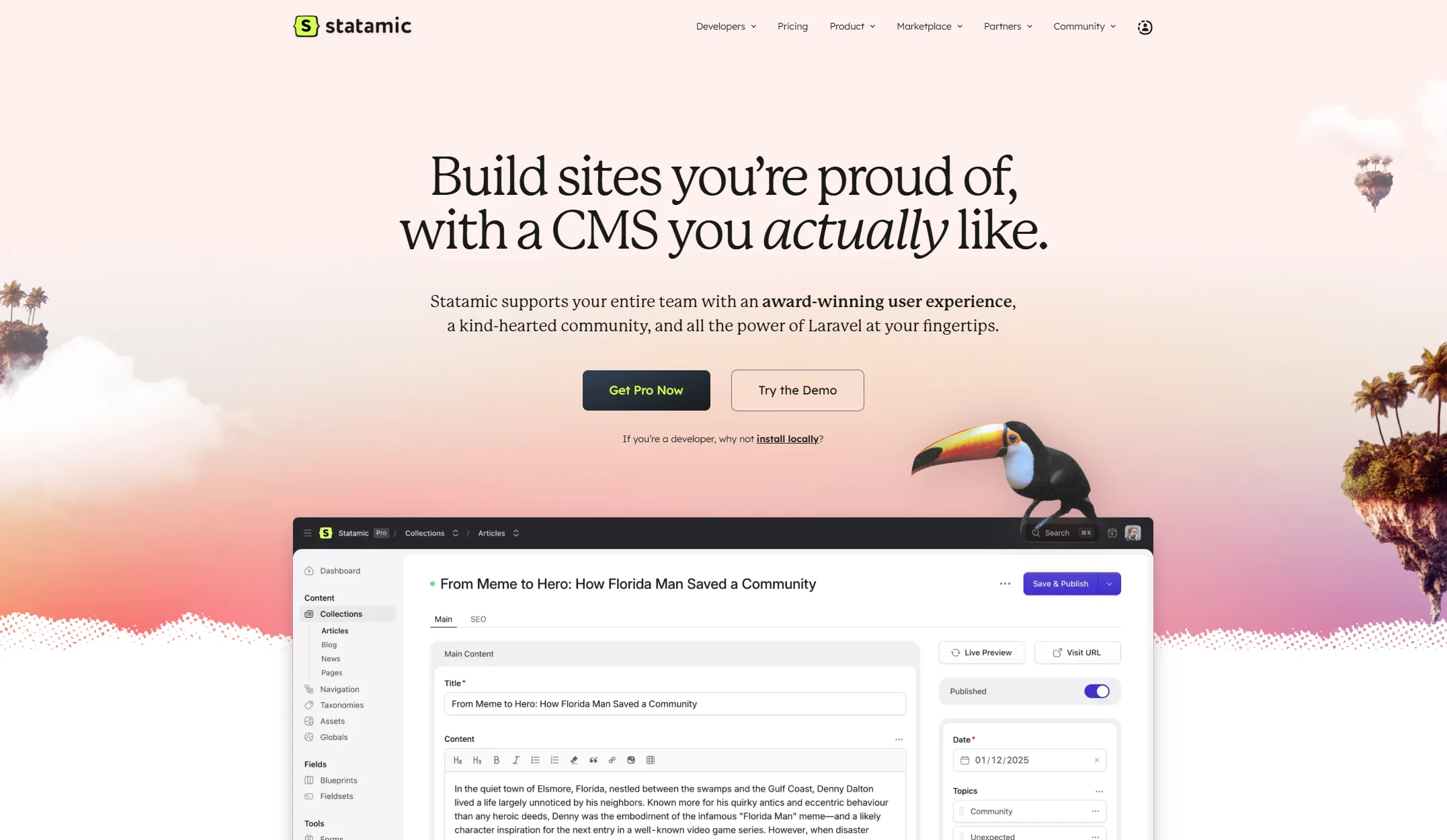 The Statamic CMS marketing site, 2026