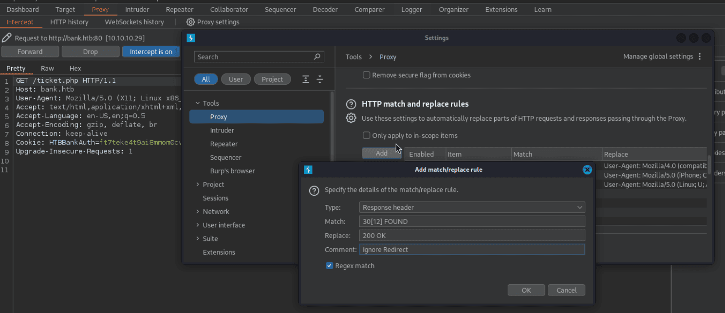 Setting up Match & Replace Rules